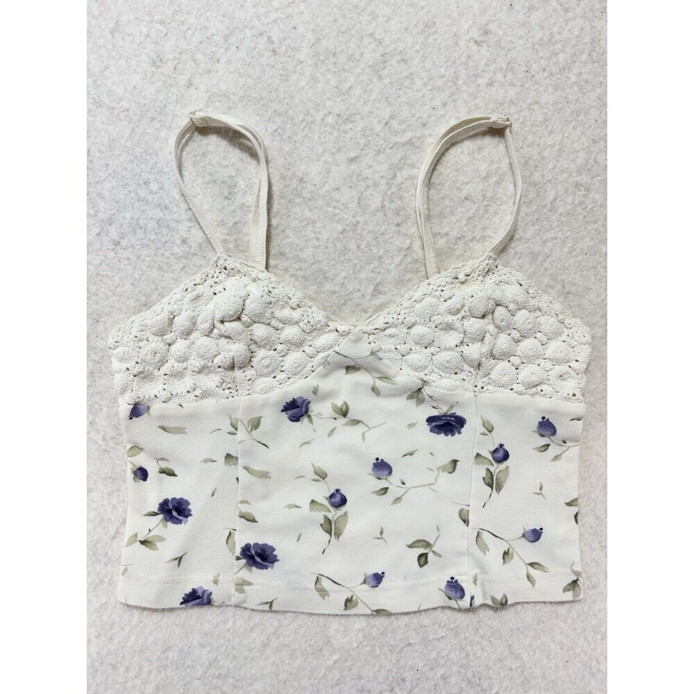 Vintage Y2K Victoria Secret Top Women XS Lace Floral Camisole Crop Tank 90s